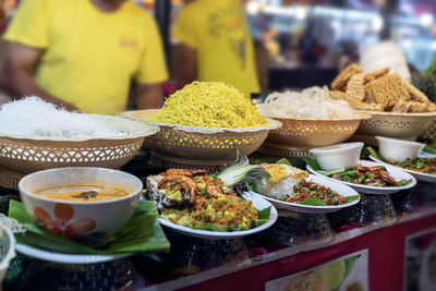 High angle view of food on table