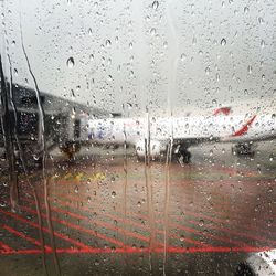 Close-up of water drops on glass