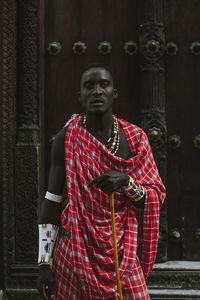 Maasai man in traditional clothes