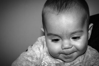 Close-up portrait of cute smiling baby boy