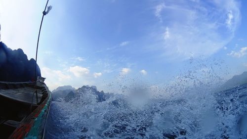 Close-up of water against sky