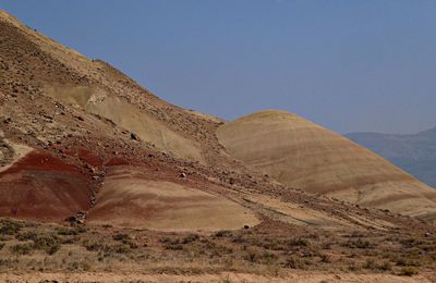 Scenic view of desert against clear sky