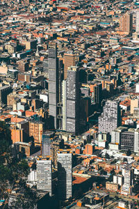 High angle view of buildings in city