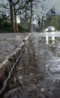 Surface level of wet footpath in rainy season