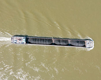 High angle view of boat in water