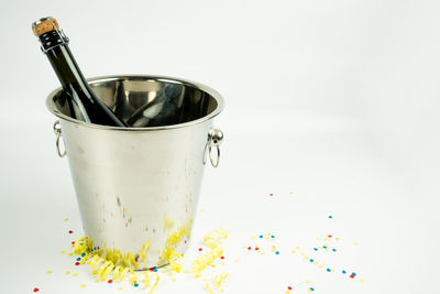 Close-up of drink against white background