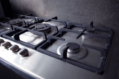 High angle view of stove at home