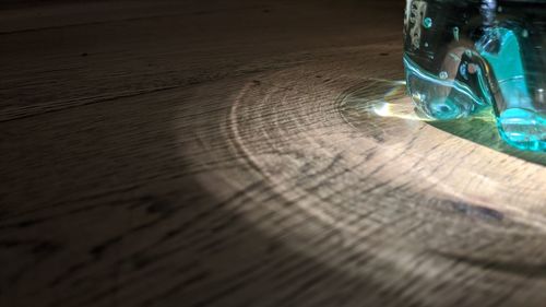 High angle view of glass on table