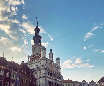 Low angle view of buildings against sky