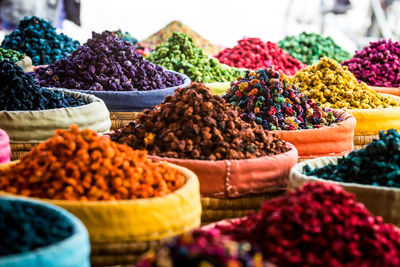 Full frame shot of colorful food in sacks for sale at market