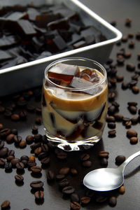 Close-up of coffee cup on table