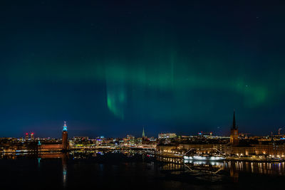 Northern lights over the city of stockholm 