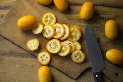 Close-up of fruits on cutting board