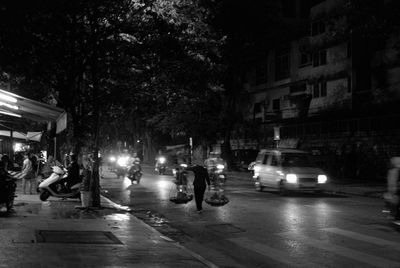 People walking on city street