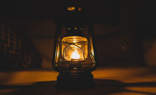 Close-up of illuminated lantern