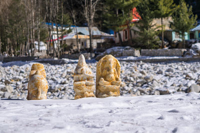 Stack of stones in snow