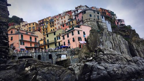 View of buildings against mountain