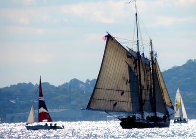 Boats sailing in sea