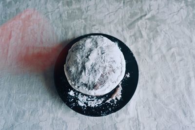 High angle view of ice cream on table