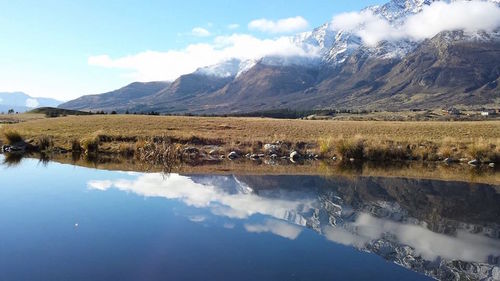 Scenic view of lake against sky