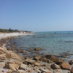 Scenic view of sea against clear sky