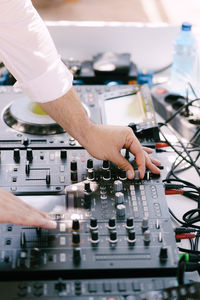 Close-up of man working at nightclub