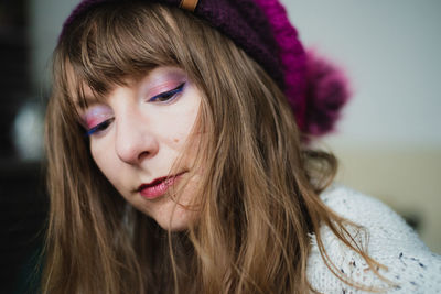 Close-up portrait of young woman