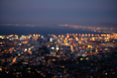 High angle shot of illuminated city