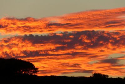 Scenic view of landscape against sky at sunset