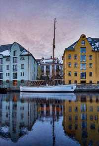 Downtown Ålesund in winter, norway.