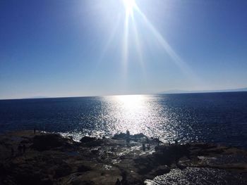 Scenic view of sea against sky on sunny day