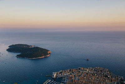 Top view of lokrum island near dubrovnik