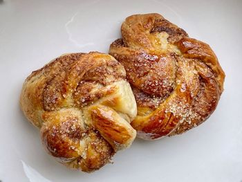 High angle view of bread in plate