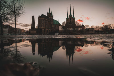 Reflection of buildings in water