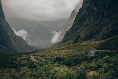 Scenic view of mountains against sky