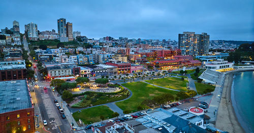 High angle view of cityscape