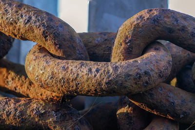 Close-up of rusty chain