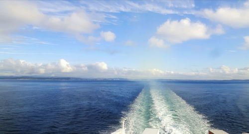 Scenic view of sea against cloudy sky