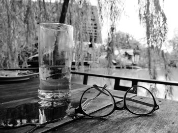 Glass of water on table