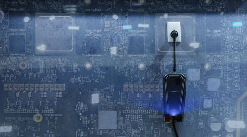 Close-up of illuminated machine