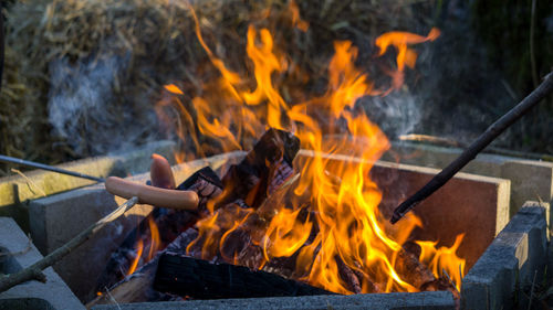 Bonfire on barbecue grill