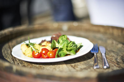 Close-up of salad in plate on table