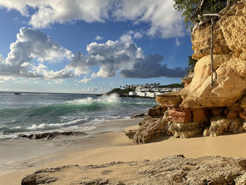 Scenic view of beach against sky