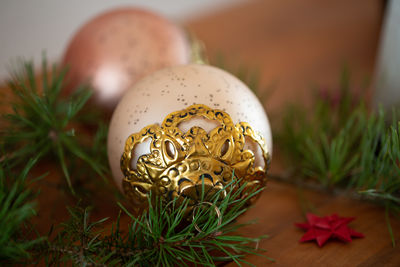 Close-up of christmas ornaments