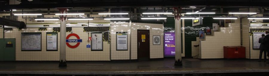 Illuminated subway station