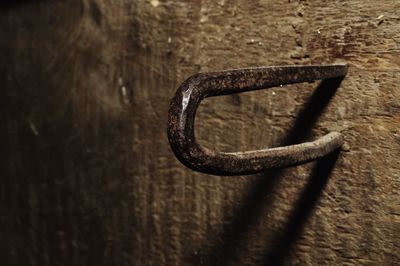 Close-up of rusty metal on wall