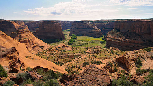 Scenic view of canyon de chelly national monument against sky