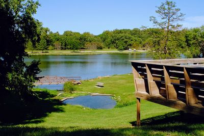 Scenic view of lake against sky