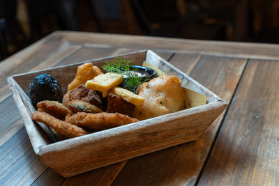 Close-up of food on table