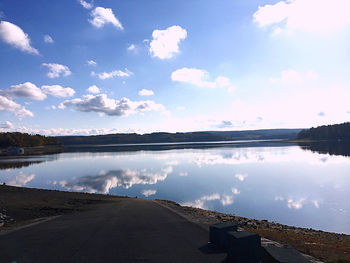 Scenic view of lake against sky